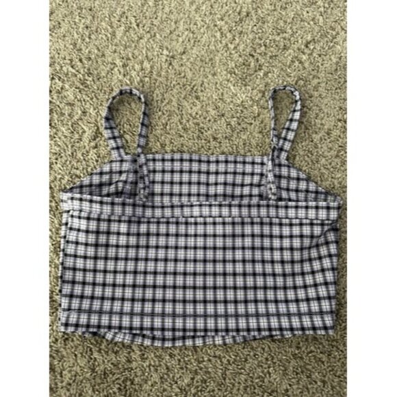Hollister Advanced Stretch Womens Cropped Top Adj Straps Plaid Size Large - Picture 10 of 13